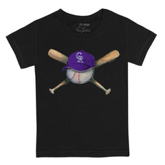Colorado Rockies Tiny Turnip Youth Hat Crossbats T-Shirt - Black