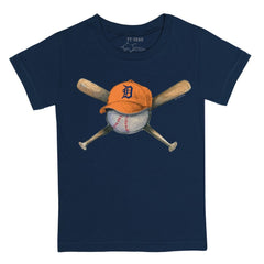 Detroit Tigers Tiny Turnip Youth Hat Crossbats T-Shirt - Navy
