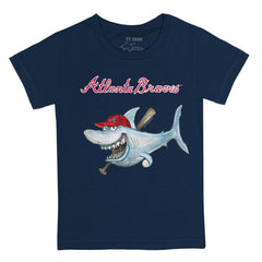 Atlanta Braves Tiny Turnip Youth Shark T-Shirt - Navy