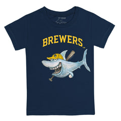 Milwaukee Brewers Tiny Turnip Youth Shark T-Shirt - Navy
