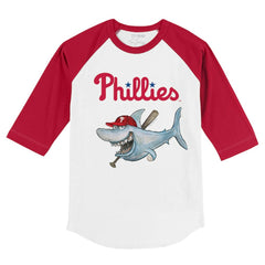 Philadelphia Phillies Tiny Turnip Youth Shark 3/4-Sleeve Raglan T-Shirt - White/Red