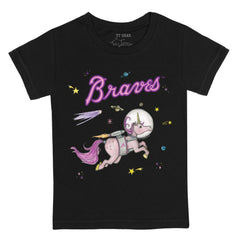 Atlanta Braves Tiny Turnip Youth Space Unicorn T-Shirt - Black