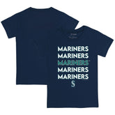 Seattle Mariners Tiny Turnip Youth Stacked T-Shirt - Navy