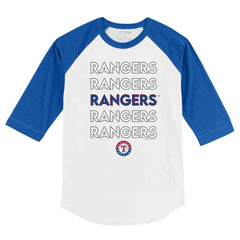 Texas Rangers Tiny Turnip Youth Stacked 3/4-Sleeve Raglan T-Shirt - White/Royal
