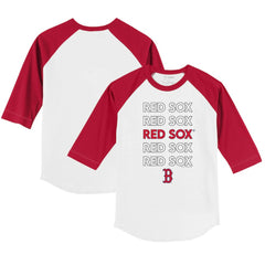 Boston Red Sox Tiny Turnip Youth Stacked 3/4-Sleeve Raglan T-Shirt - White/Red
