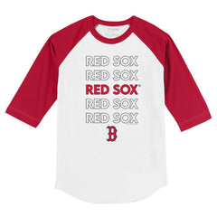 Boston Red Sox Tiny Turnip Youth Stacked 3/4-Sleeve Raglan T-Shirt - White/Red