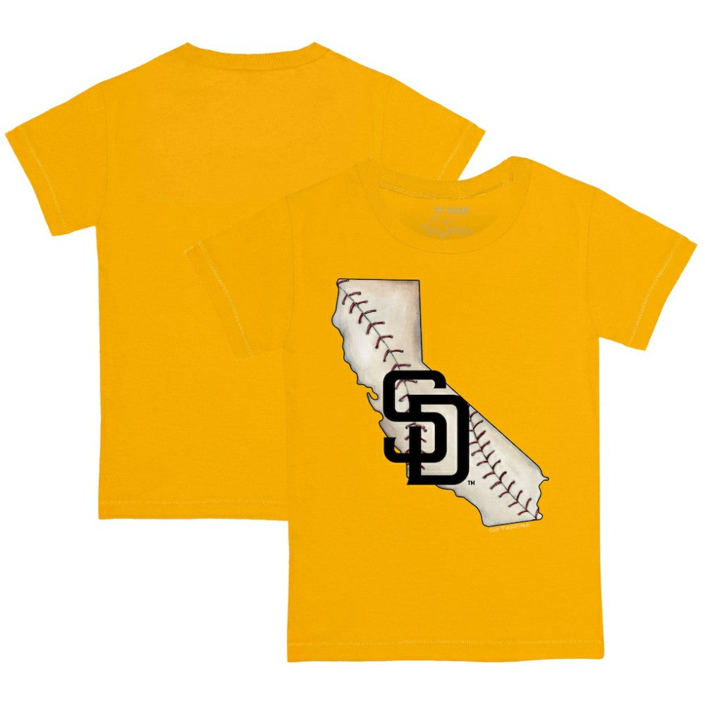 San Diego Padres Tiny Turnip Youth State Outline T-Shirt - Gold