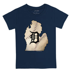 Detroit Tigers Tiny Turnip Youth State Outline T-Shirt - Navy
