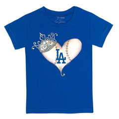 Los Angeles Dodgers Tiny Turnip Youth Tiara Heart T-Shirt - Royal