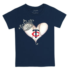 Minnesota Twins Tiny Turnip Youth Tiara Heart T-Shirt - Navy