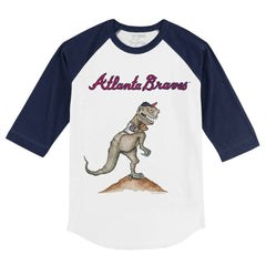 Atlanta Braves Tiny Turnip Youth TT Rex 3/4-Sleeve Raglan T-Shirt - White/Navy