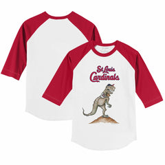 St. Louis Cardinals Tiny Turnip Youth TT Rex 3/4-Sleeve Raglan T-Shirt - White/Red