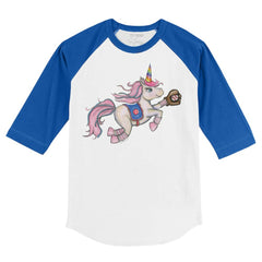 Chicago Cubs Tiny Turnip Youth Unicorn 3/4-Sleeve Raglan T-Shirt - White/Royal