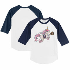 Minnesota Twins Tiny Turnip Youth Unicorn 3/4-Sleeve Raglan T-Shirt - White/Navy