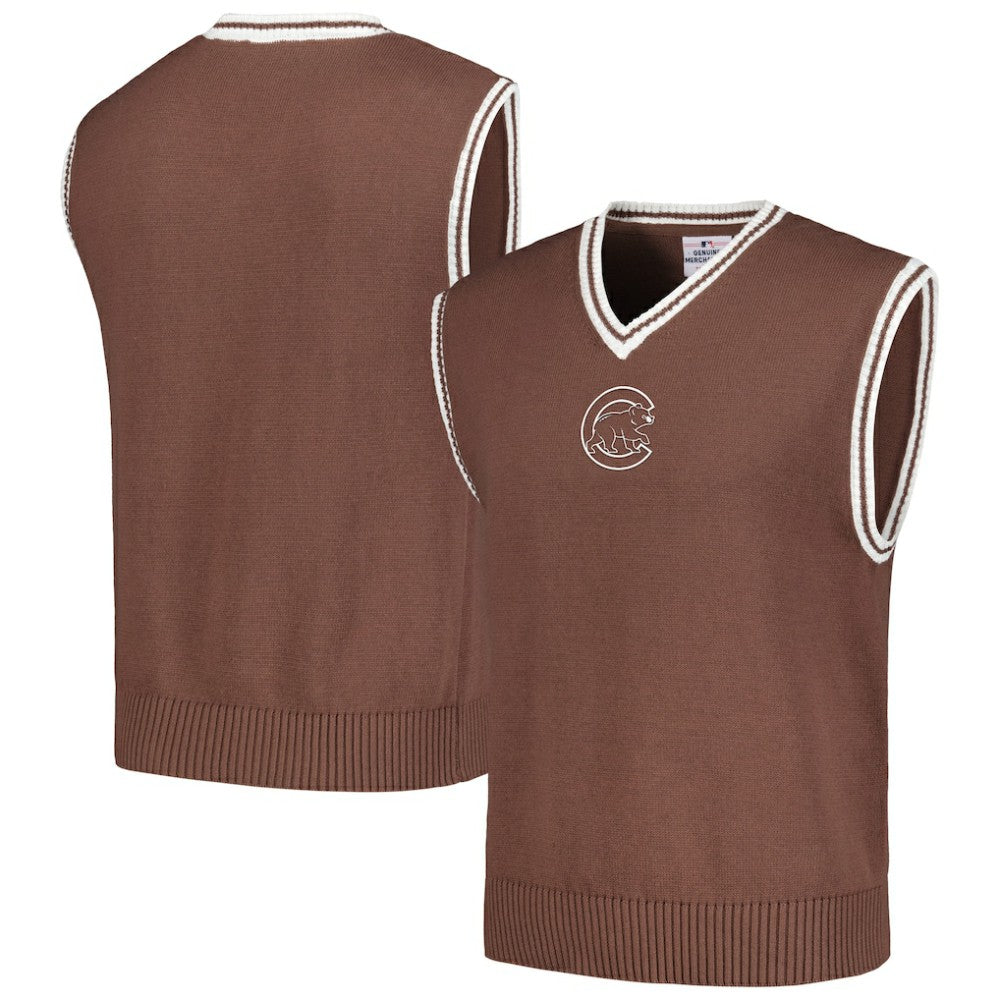 Chicago Cubs PLEASURES Knit V-Neck Pullover Sweater Vest - Brown