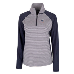 Milwaukee Brewers Cutter & Buck Women's Americana Logo Forge Tonal Stripe Stretch Half-Zip Pullover Top - Navy