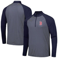 Boston Red Sox Levelwear Charter Striped Raglan Quarter-Zip Top - Navy