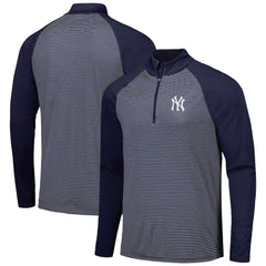 New York Yankees Levelwear Charter Striped Raglan Quarter-Zip Top - Navy