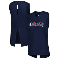 Atlanta Braves Levelwear Women's Paisley Chase V-Neck Tank Top - Navy