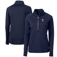 Minnesota Twins Cutter & Buck Women's Adapt Eco Knit Stretch Half-Zip Logo Pullover Top - Navy
