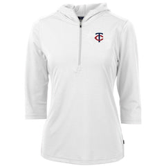 Minnesota Twins Cutter & Buck Women's DryTec Virtue Eco Pique Recycled Half-Zip Pullover Hoodie Top - White