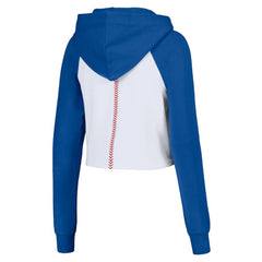Chicago Cubs Lusso Women's Jane Raglan Quarter-Zip Tri-Blend Cropped Pullover Hoodie - White