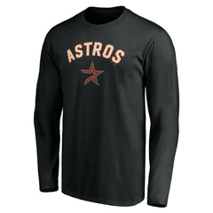 Houston Astros Personalized Cooperstown Collection Alternate Winning Streak Long Sleeve T-Shirt - Black