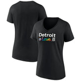 Detroit Tigers Women's City Pride V-Neck T-Shirt - Black
