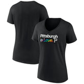 Pittsburgh Pirates Women's City Pride V-Neck T-Shirt - Black