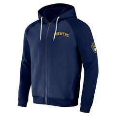 Milwaukee Brewers Darius Rucker Collection Raglan Full-Zip Hoodie - Navy