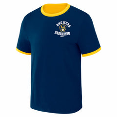 Milwaukee Brewers Darius Rucker Collection Two-Way Ringer Reversible T-Shirt - Navy/Gold