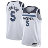 Unisex Minnesota Timberwolves Anthony Edwards #5 White Swingman Jersey - Association Edition