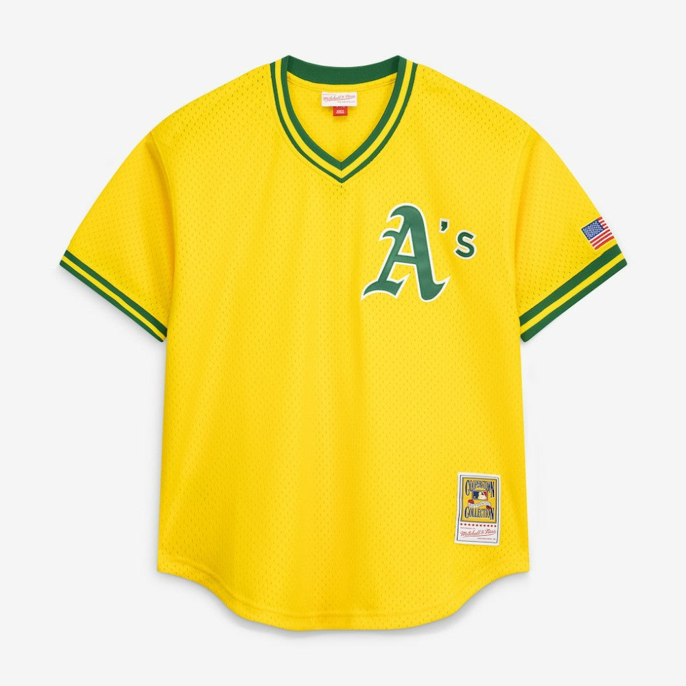 Rickey Henderson Athletics Authentic Batting Practice Jersey - Yellow | Mitchell & Ness