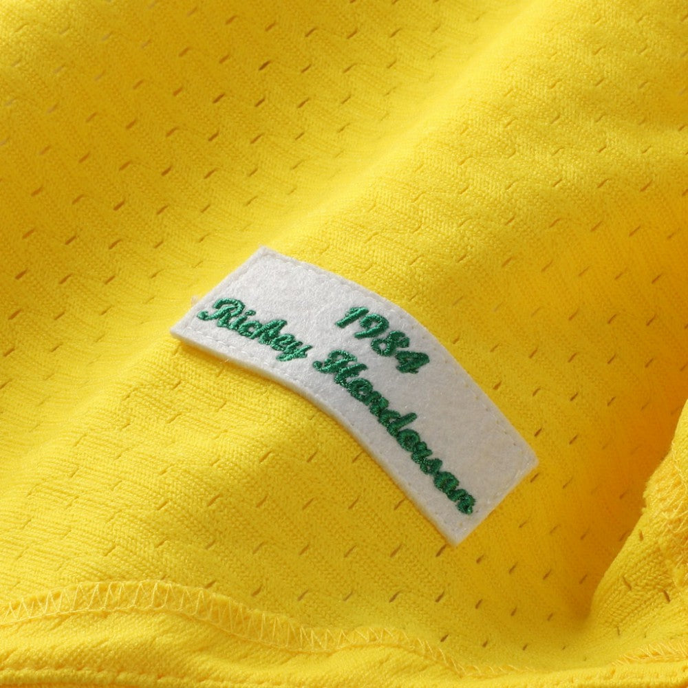 Rickey Henderson Athletics Authentic Batting Practice Jersey - Yellow | Mitchell & Ness