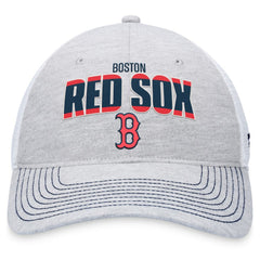 Boston Red Sox Logo Trucker Adjustable Hat - Heather Gray/White
