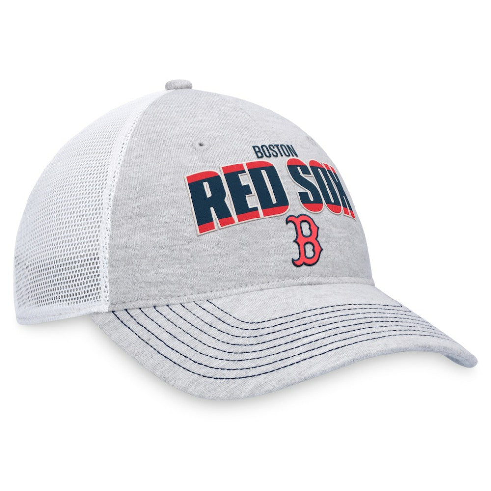Boston Red Sox Logo Trucker Adjustable Hat - Heather Gray/White