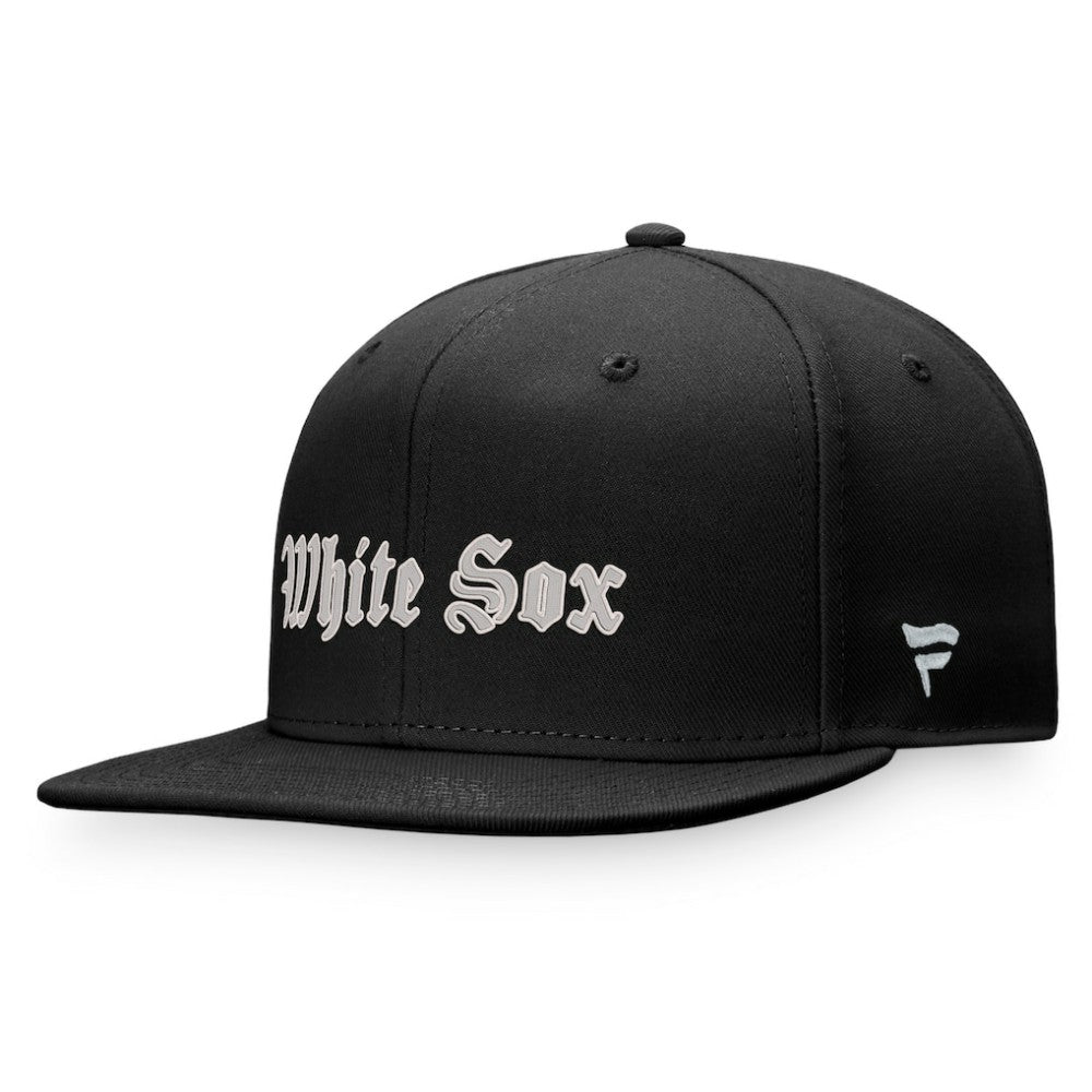 Chicago White Sox Gothic Script Fitted Hat - Black