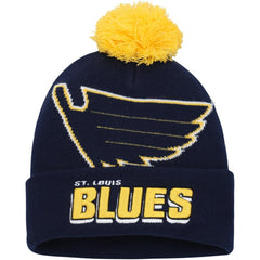 St. Louis Blues Mitchell & Ness Punch Out Cuffed Knit Hat with Pom