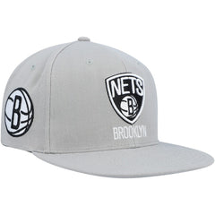 Brooklyn Nets Side Core 2.0 Snapback Hat - Gray | Mitchell & Ness cheap