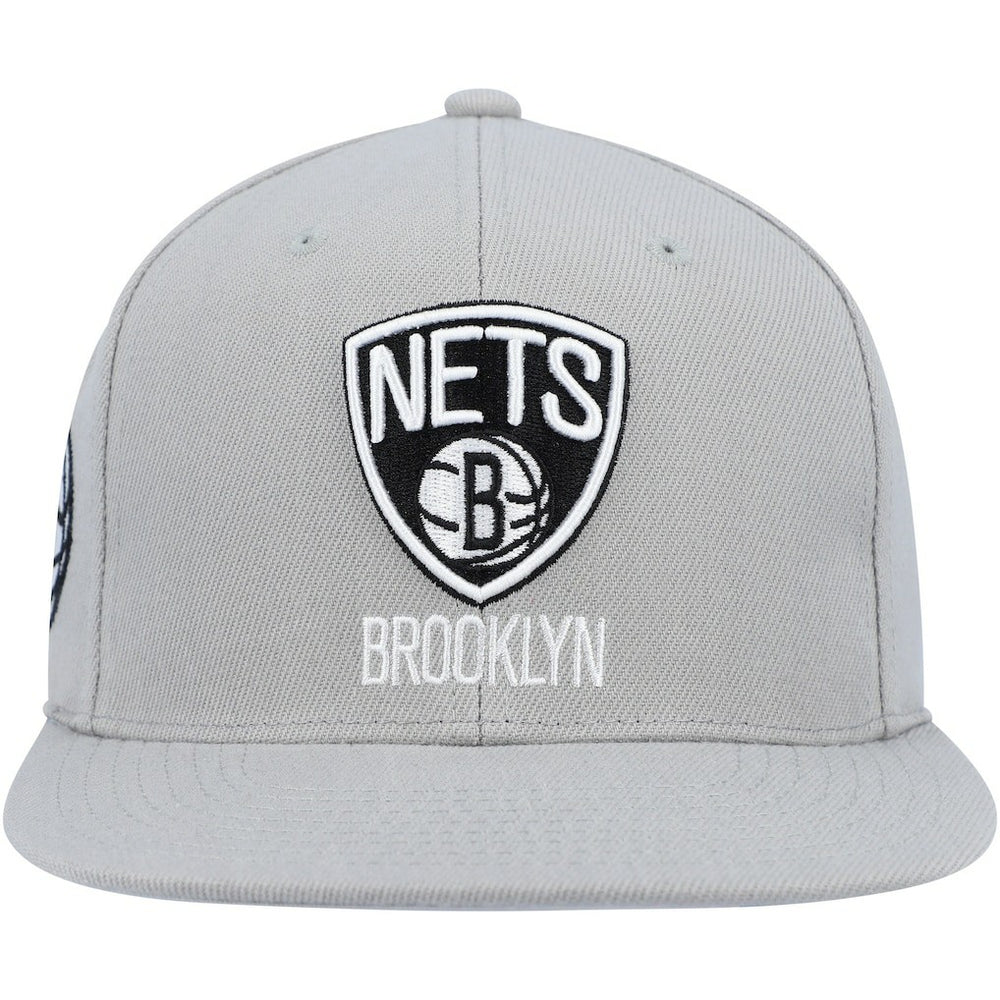 Brooklyn Nets Side Core 2.0 Snapback Hat - Gray | Mitchell & Ness cheap