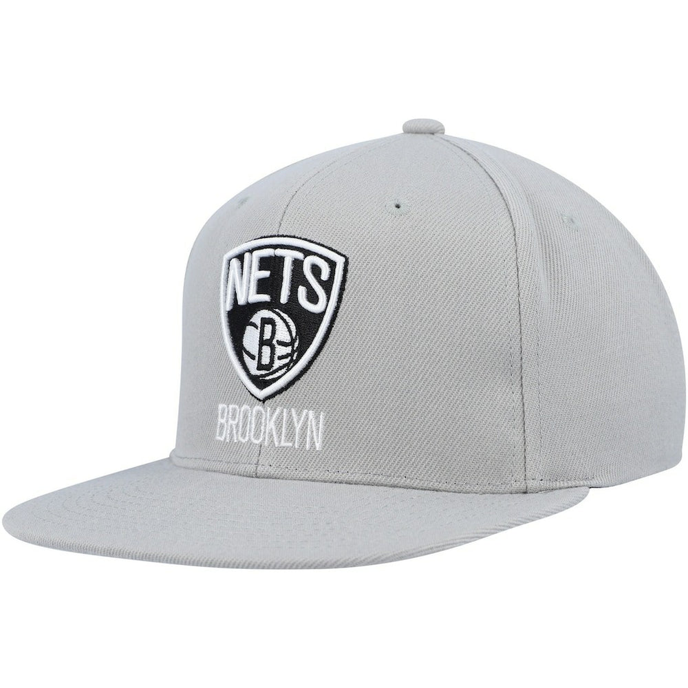Brooklyn Nets Side Core 2.0 Snapback Hat - Gray | Mitchell & Ness cheap