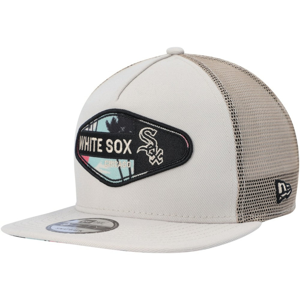 Chicago White Sox Retro Beachin' Patch A-Frame Trucker 9FIFTY Snapback Hat - Natural | New Era