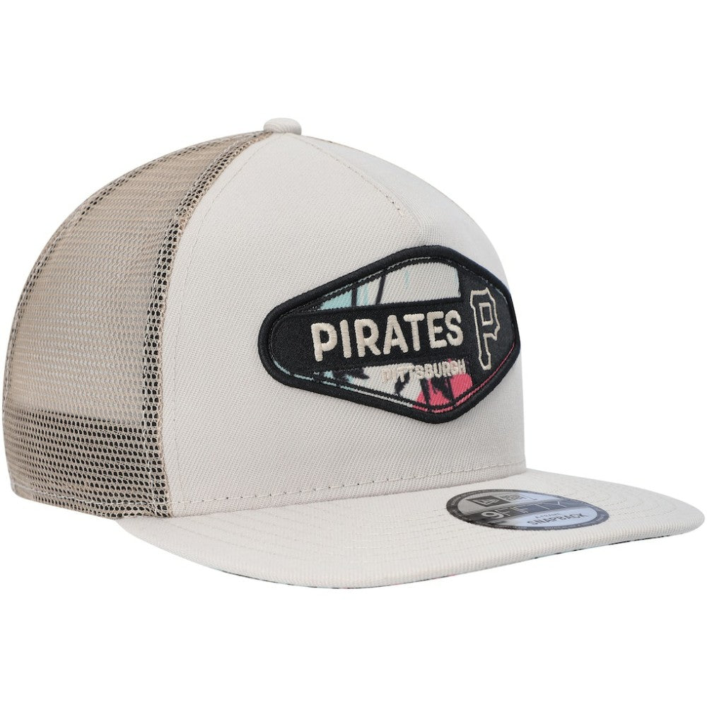 Pittsburgh Pirates Retro Beachin' Patch A-Frame Trucker 9FIFTY Snapback Hat - Natural | New Era