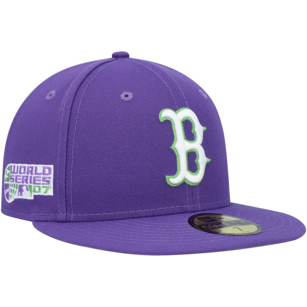 Boston Red Sox Lime Side Patch 59FIFTY Fitted Hat - Purple | New Era