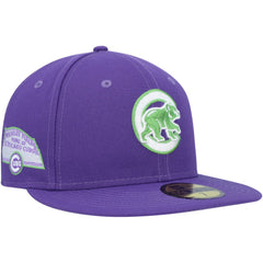Chicago Cubs Lime Side Patch 59FIFTY Fitted Hat - Purple | New Era
