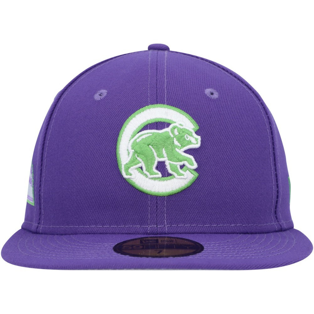 Chicago Cubs Lime Side Patch 59FIFTY Fitted Hat - Purple | New Era