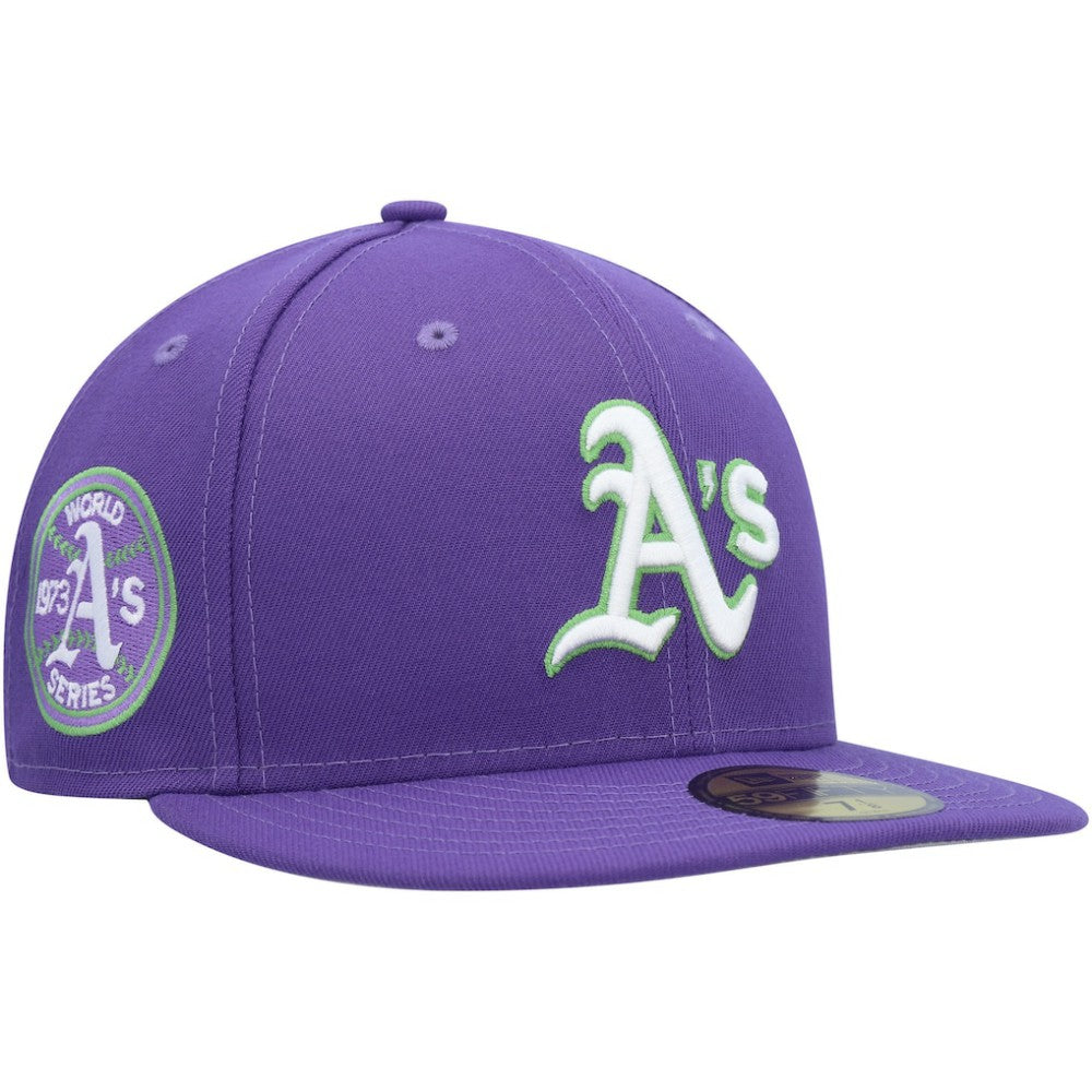 Athletics Lime Side Patch 59FIFTY Fitted Hat - Purple | New Era