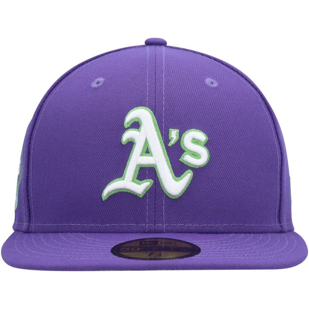 Athletics Lime Side Patch 59FIFTY Fitted Hat - Purple | New Era