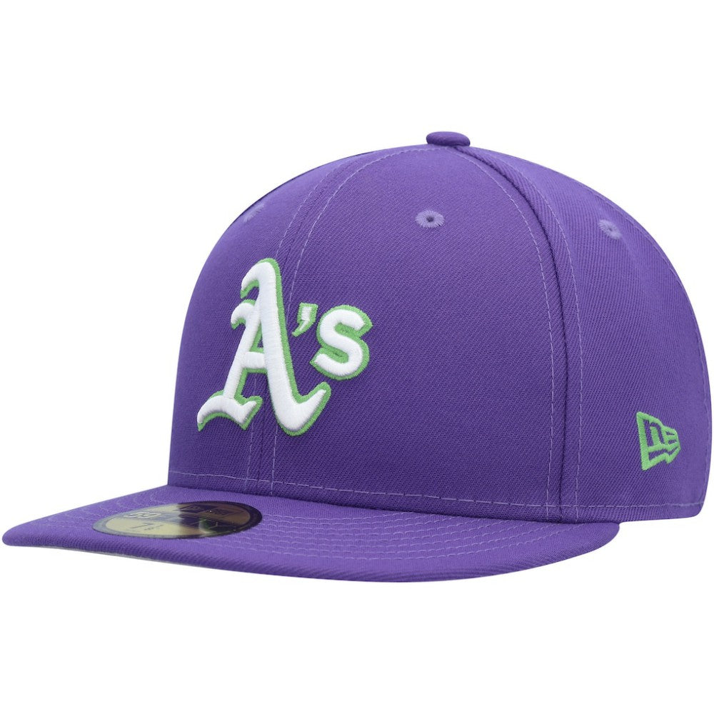 Athletics Lime Side Patch 59FIFTY Fitted Hat - Purple | New Era