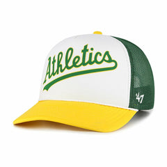 Athletics Foam Front Script Trucker Snapback Hat - White | 47 brand